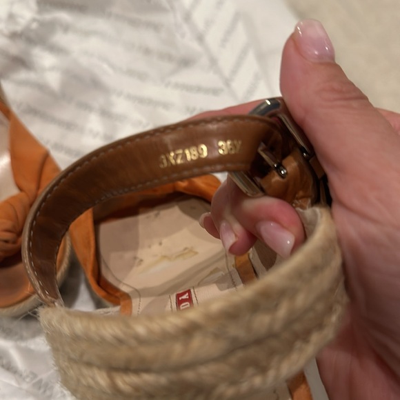 Prada suede wedge platform with cork and woven straw - Picture 7 of 7